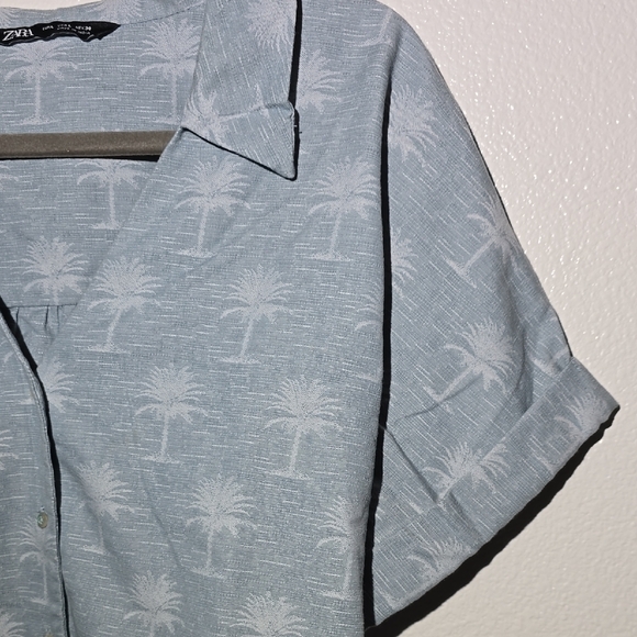 Zara Gray Cuffed Sleeve Button Down Shirt - Picture 5 of 6